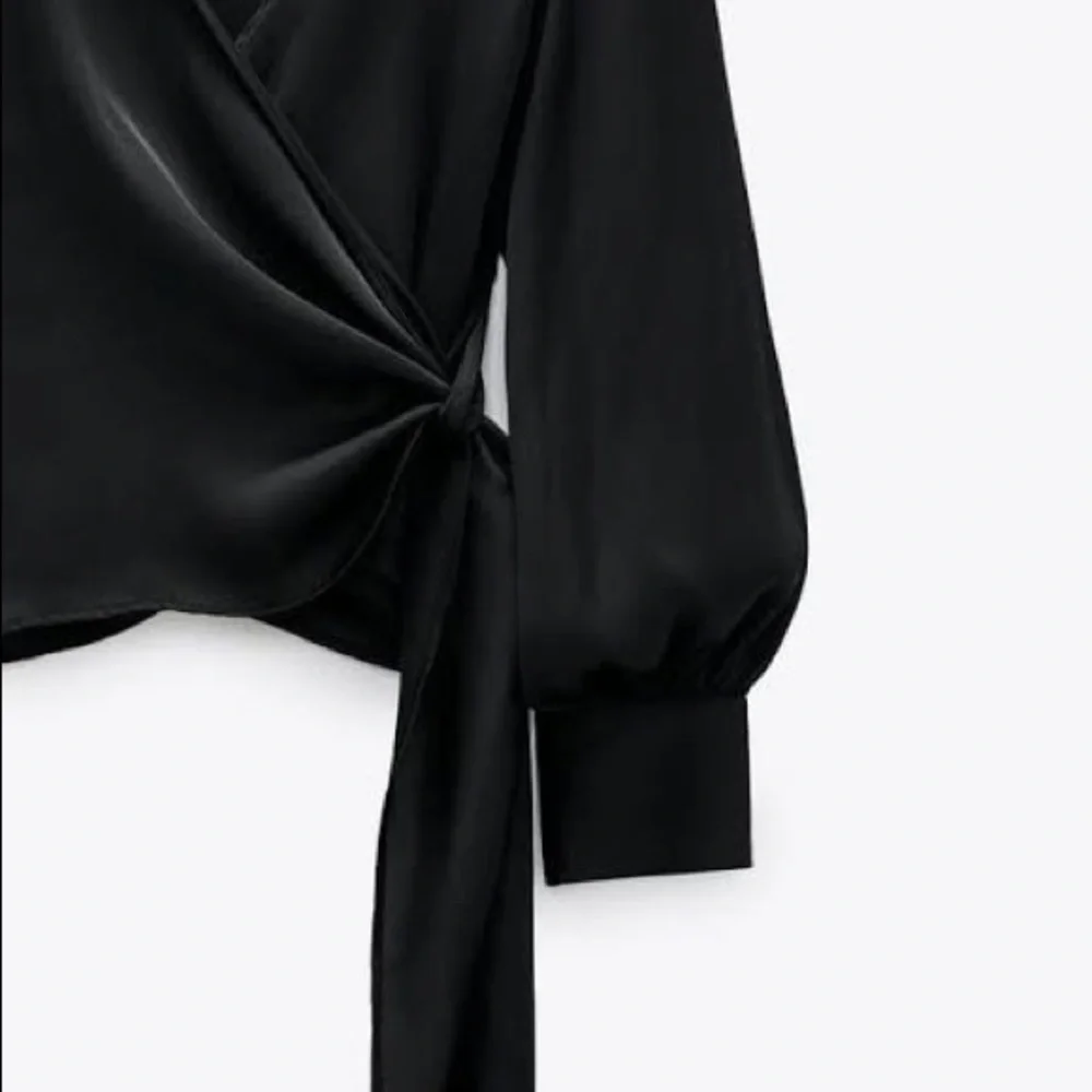 Zara Satin Effect Wrap Blouse - Picture 7 of 9